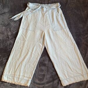 Anthropologie Cloth & Stone Cropped Wide Leg Pants Chambray Blue Size Medium.